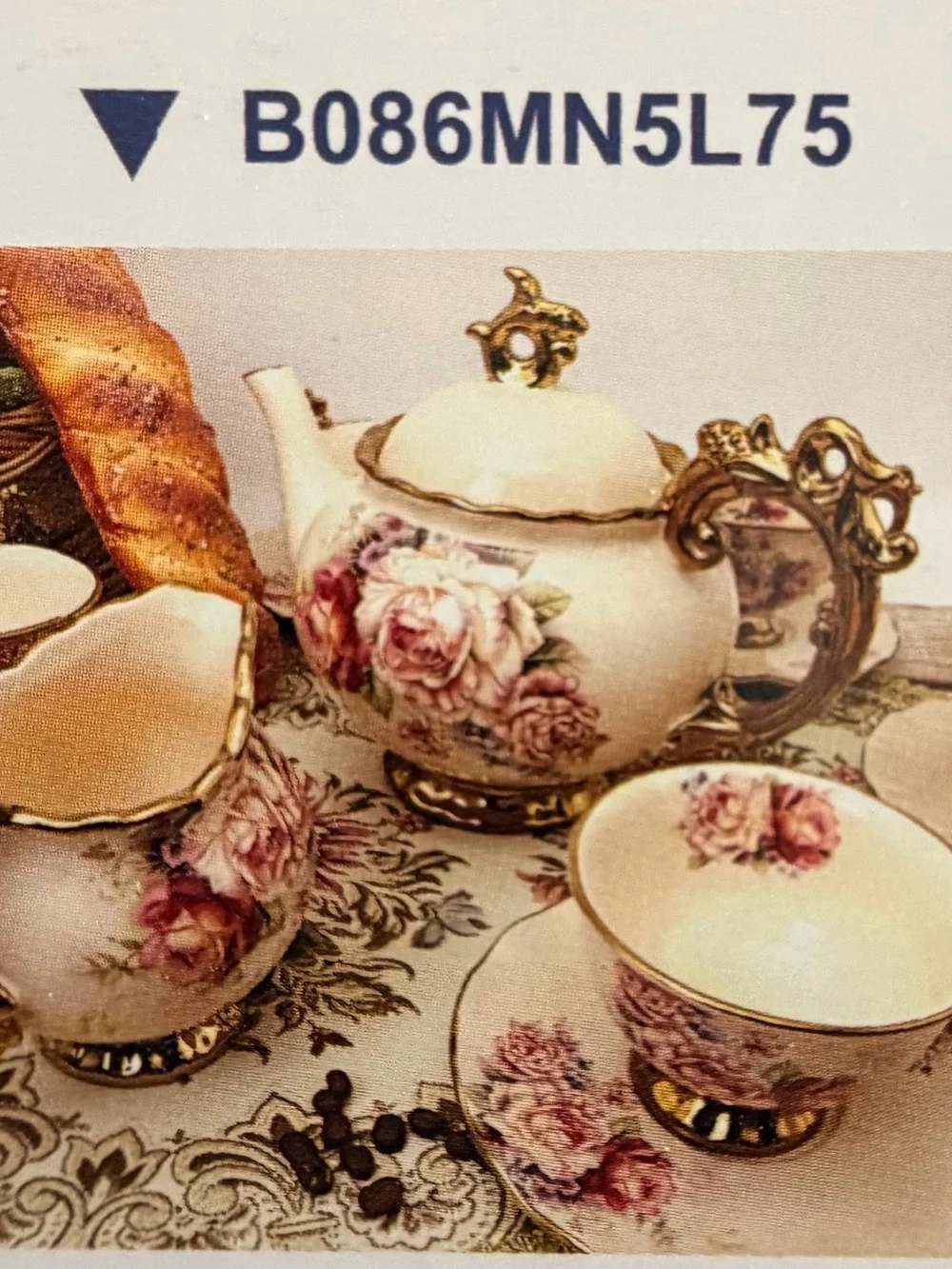 Vintage Floral Porcelain Tea Set with Gold Accents